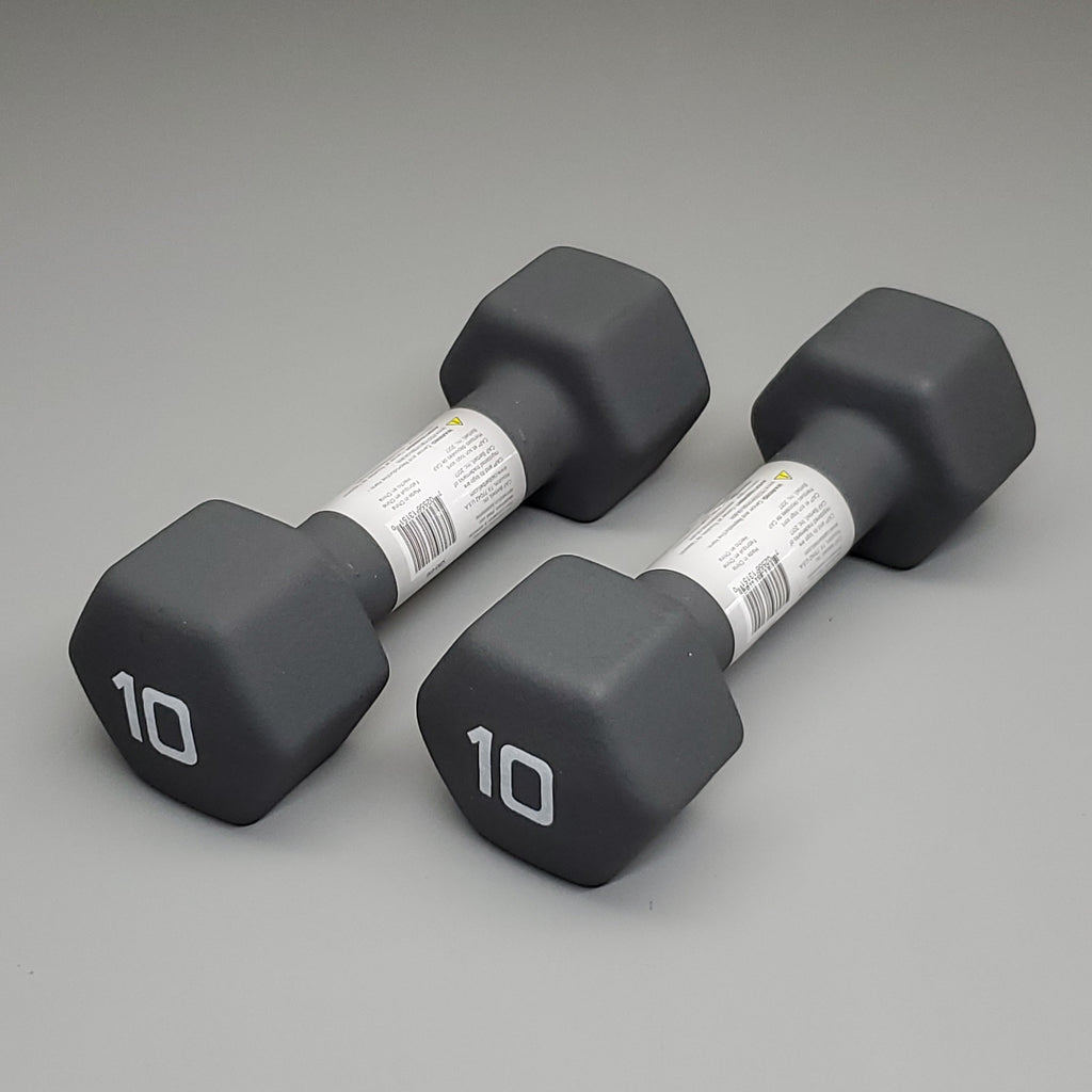 CAP (2 PACK) Neoprene Coated Dumbbells 10 lbs Each Grey SDN5